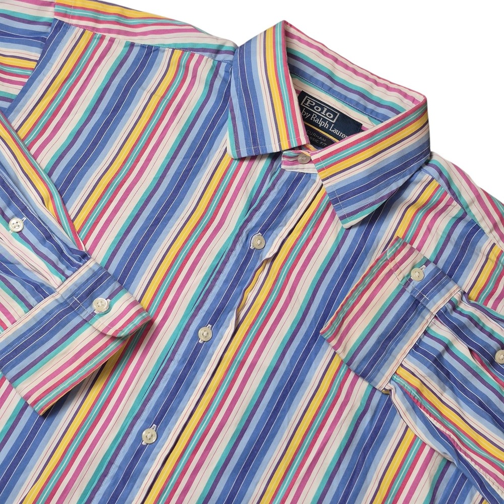 VTG Polo by Ralph Lauren Men's L Curham Classic Fit Button Up Shirt Striped